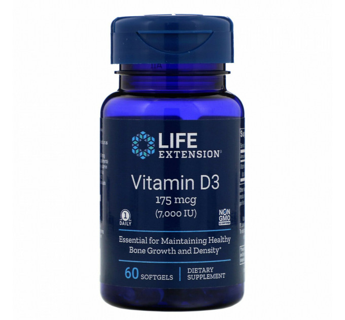 (Vitamin D3) 7000 МЕ Life Extension 60 Softgels, Пищевая добавка Витамин Д3 60 капсул 